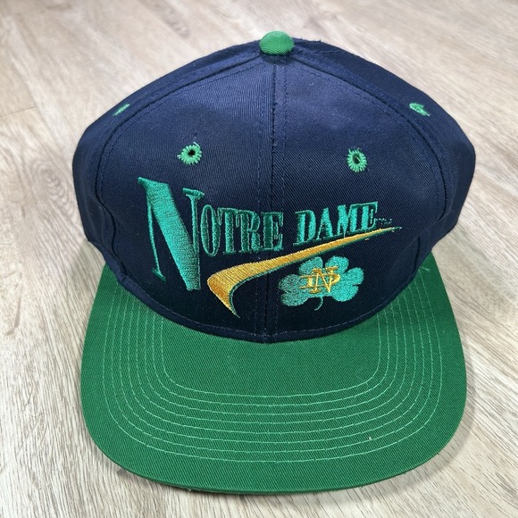The Game Other - VTG Notre Dame Fighting Snapback Hat College Youngan Blue Green Cap